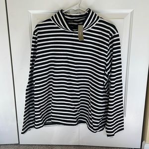 J. Crew black and white striped turtle neck. NWT. Size XL